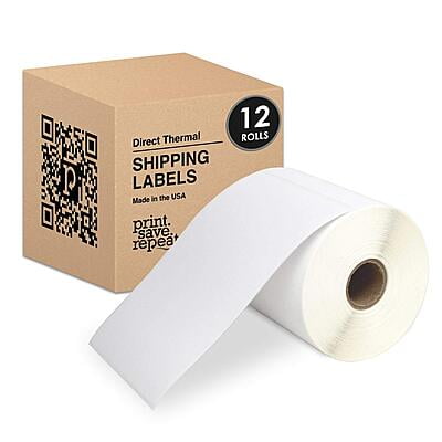 Premium 4x6 Blank Thermal Shipping Label Rolls - 1" Core, 12-Pack