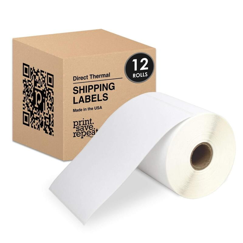 Premium 4x6 Blank Thermal Shipping Label Rolls - 1" Core, 12-Pack Premium 4x6 Blank Thermal Shipping Label Rolls - 1" Core, 12-Pack