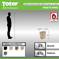 Continental Fire-Resistant Waste Can, 27 Qt, Sand Continental Fire-Resistant Waste Can, 27 Qt, Sand